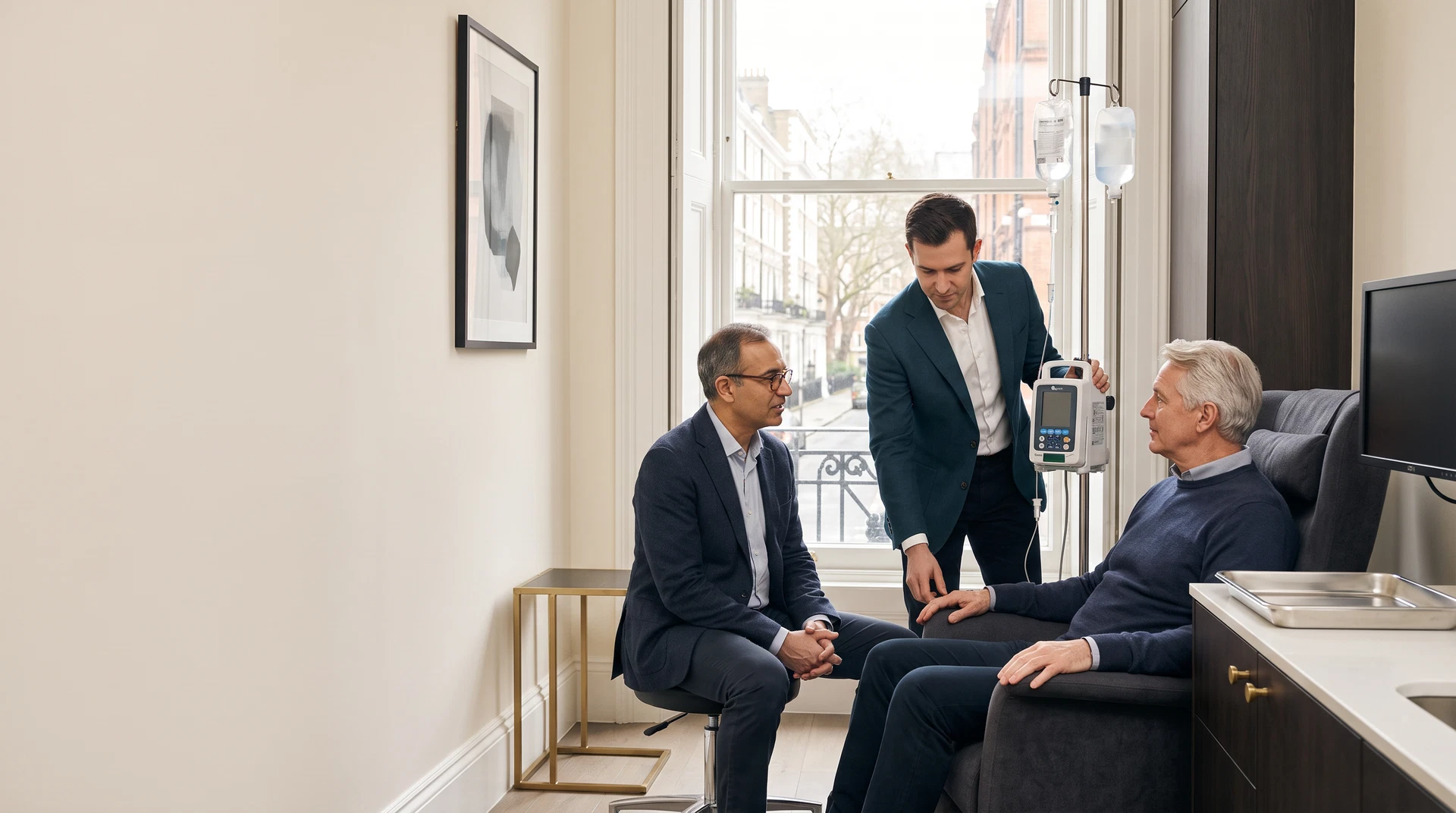 Doctor-supervised IV wellness consultation at a private London clinic